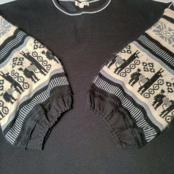 Angel Premium Shirt Plus Size 1X Black Thermal Sweater Sleeves Alpaca Cropped - Picture 14 of 16